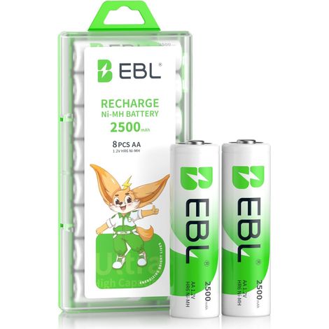 8PCS Piles AA Rechargeables- Piles Rechargeables AA/ HR6 1,2V avec Boîte Pratique, pour Manette de Jeu, Jouet, Souris sans Fil, Claviers sans Fil, etc. (1/5)