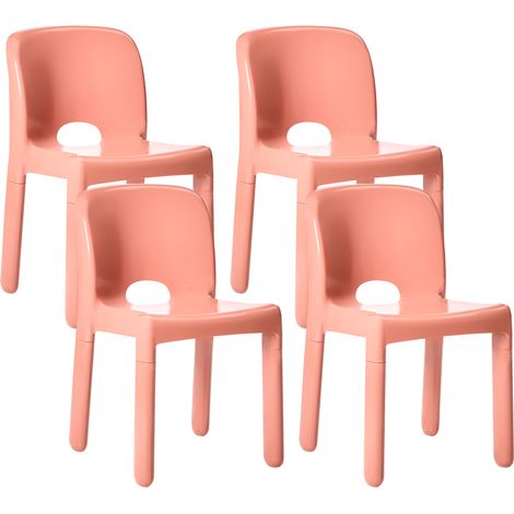 Conjunto de 4 sillas de de jardín de plástico para interior y exterior sin reposabrazos apilables coral Betim