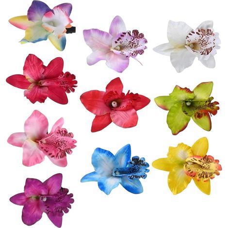 Hawaiianische Blumen für das Haar, böhmische künstliche hawaiianische Orchidee, Blumen-Haarspange, für Strand, Urlaub, Festival, Zuhause, Reisen, Hochzeit, Brautparty, Sommer, Frühling, täglicher (1/5)