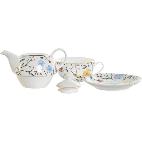 Set of Teekanne dkd home decor Porzellan blau terracotta white gelb (3 Stk.) (1/4)