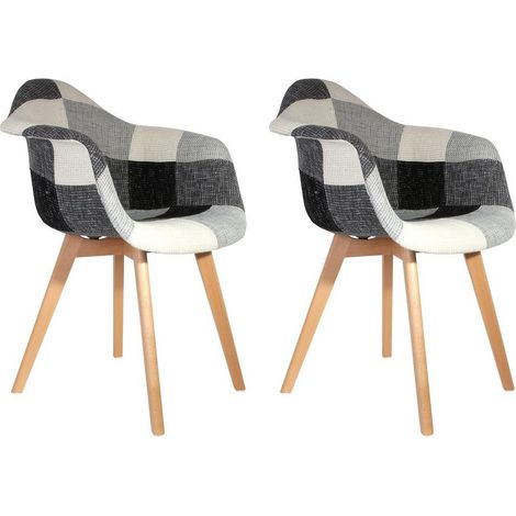 Lot de 2 Fauteuils "Patchwork" 83cm Gris