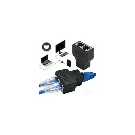 Adaptateur répartiteur Rj45 1 à 2 ports femelle à femelle, connecteur réseau d'extension Internet, prend en charge le câble Ethernet Cat5 Cat5e Cat6 Cat6e Cat7, noir
