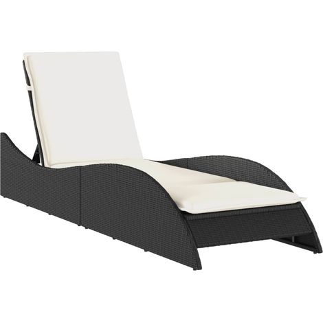 Maison Exclusive - Lettino Prendisole con Cuscino Nero 60x205x73 cm in Polyrattan