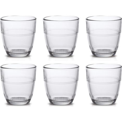 Lot de 6 verres gigognes 16cl en verre trempé – Prise en main ergonomique – Design intemporel pour cafés et digestifs – EHS (1/2)