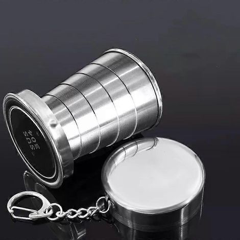 HONORNIC - Gobelet pliable en acier inoxydable 304, télescopique et portable, pour bain de bouche, petite taille, idéal pour les voyages et les activités de plein air. 1 pièce, 250 ml. (1/4)