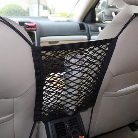 Filet de Rangement Voiture Universelle Filet de Protection Voiture pour Chien Sécurité Siège Arrière Organisateur Élastique (1/4)