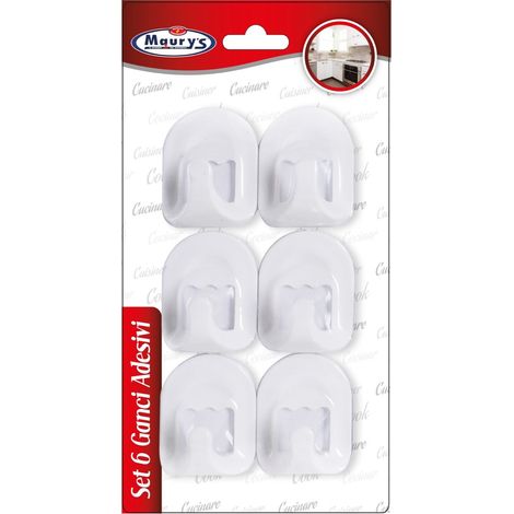 MAURY'S SET 6 GANCI ADESIVI IN COLORE BIANCO (1/2)