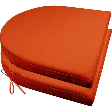2er Set Stuhlkissen mit Bändern Wasserdicht Rutschfestes Sitzkissen Bequeme Halbrund Sitzpolster für Gartenmöbel Oder Stuhl Wasserdicht Garten 40 x 40 x 4 cm Beige (1/5)