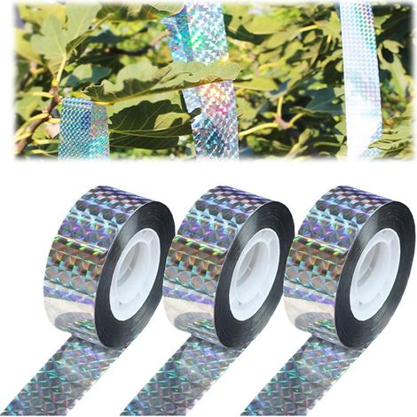 3 rotoli di nastro anti-piccioni, 80 m x 2,4 cm, nastro biadesivo anti-piccioni, nastro anti-uccelli, riflettente, repellente per piccioni, adatto per proteggere le piante da giardino (1/5)