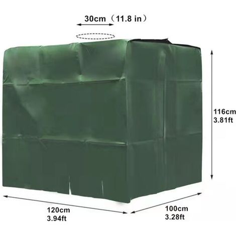Housse de réservoir IBC - Pour réservoir d'eau de 1000 l - Pour réservoir IBC - Vert, 120×100×116 (1/4)