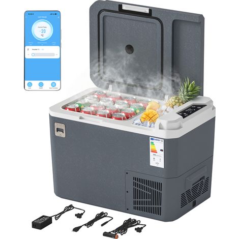 Réfrigérateur de voiture 25L, glacière congélateur portable, commande via application, gris