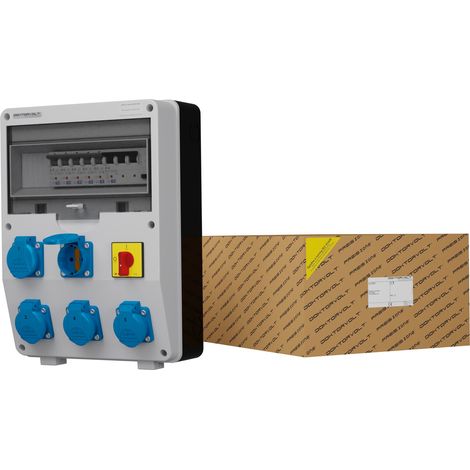 Tableau électrique de chantier avec sectionneur DV-S/FI 5x230 V Schuko Doktorvolt® DV-1974-D (1/3)