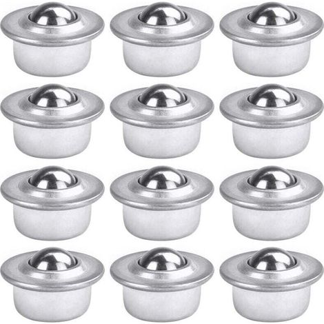 Ahlsen 12 PCS Roulettes de Transfert avec Roulement à Billes Universels en Acier au Carbone Galvanisé Unité Roulettes à Billes Montées Charge Lourde pour Emballage Transmission Industrie (1/4)