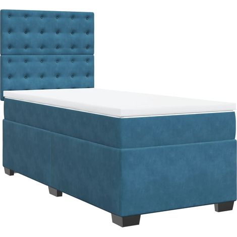vidaXL Giroletto a Molle con Materasso Blu 100x200 cm in Velluto (1/5)