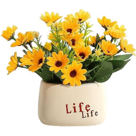 Bouquet de fleurs artificielles, fleurs en plastique longue durée, décoration intérieure, petit tournesol - Fleurs artificielles Life Pot (1/2)