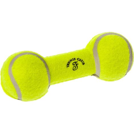 Gioco manubrio tennis con anima in gomma resistente ed effetto sonoro per cani