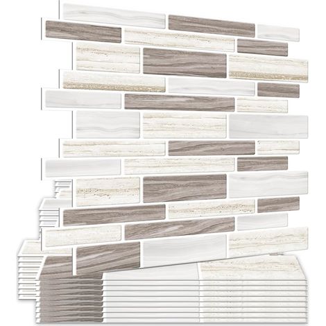 10 Pcs 2,5 mm D'épaisseur Carrelage Adhesif Mural 3d Credence Adhesive pour Cuisine (30.5x 30.5cm) (1/5)
