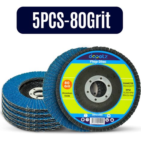 Dapetz ® Flap Discs 115mm 4.5" 80 Grit Grinding Discs Zirconium Sanding Discs for Angle Grinder to Sanding Grinding Metal, Wood and Stainless Steel Pack of 5 (1/5)