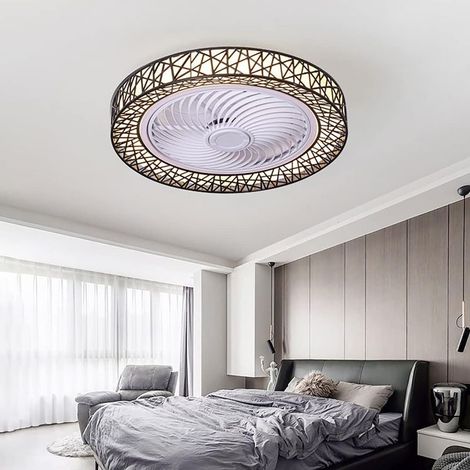 Ventilateurs de Plafond Avecpes,Ventilateurs de Plafond Avec Lumières Ventilateur de Plafond A Mené La Lumière Du Ventilateur de Plafond Salon Chambres À Coucher Avec Télécommande（noir） (1/5)