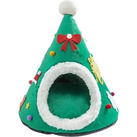 Tente verte pour animaux de compagnie, lit douillet pour petits chiens et chats, maisonnette-grotte auto-chauffante (1/5)
