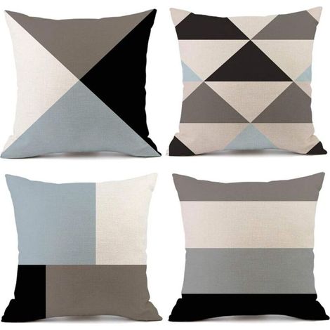 Lot de 4 taies d'oreiller géométriques colorées taie d'oreiller housses d'oreiller en lin, housses d'oreiller décoratives housses carrées, pour canapé de chambre à coucher à la maison 45X45cm