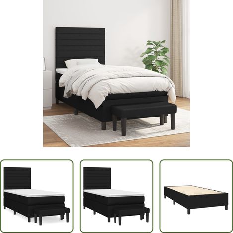 Matratze - Boxspringbett mit Matratze Schwarz 90x200 cm Stoff (1/5)