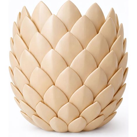 Pot de fleurs décoratif géométrique beige à écailles + support pour plante