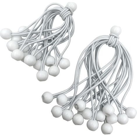 Elastische Bungee-Seile, 30-teiliges Set Planenspanner für elastische Haken mit Kunststoffkugeln, elastische Planenspanngurte, weiß, 150 mm und 200 mm (1/5)