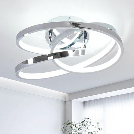 Ganeed 36W Chrome Ring LED Ceiling Light, Modern Minimalist Ceiling Lamp, Circular Design for Living Room, Kitchen, Bedroom, Office & Hallway, Cool White 6000K