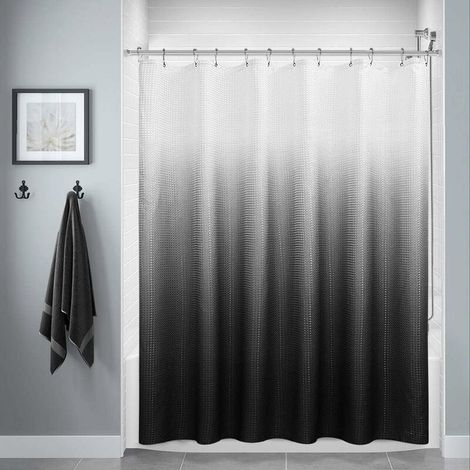 Rideau de douche Rideau de douche noir 180x180CM , rideaux de douche en polyester ombré pour salle de bain, doublure de rideau de douche imperméable en tissu texturé avec 12 crochets, lavable en machi (1/5)