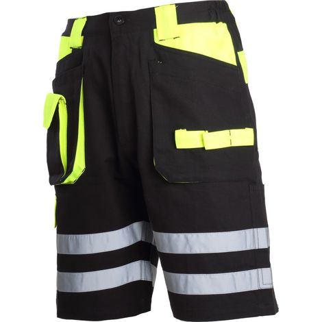 Short noir et jaune, 100 % coton, réfléchissant, taille 3XL, homologué CE, Lahti
