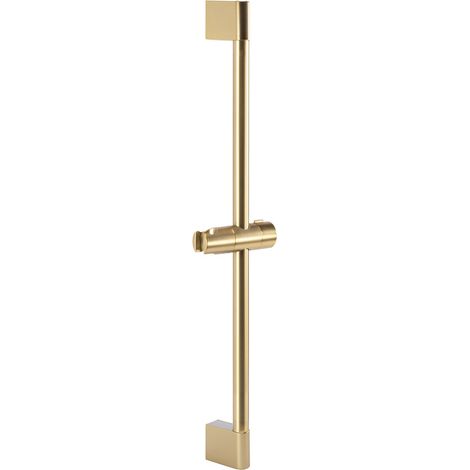 REA – Support de douche en métal doré brossé – Curseur barre de douche – Largeur 112mm – Hauteur 700mm – Kit de montage inclus
