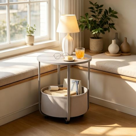 Runder Couchtisch,Einfaches Design Beistelltisch,Sofatisch,Beistelltisch(nur mit Beistelltisch), Modern Design (1/5)