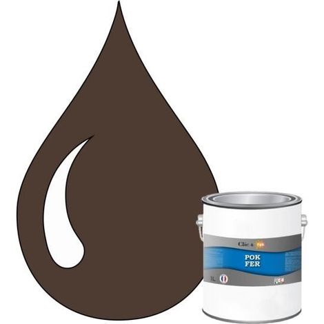 Peinture - POK - Fer Antirouille - 1L - Glycérophtalique - Brun terre (1/4)