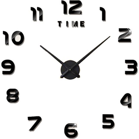 Horloge murale à faire soi-même, sans cadre, effet miroir 3D, grand format, stickers muraux silencieux pour la décoration du salon et de la maison (1/5)