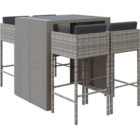 Maison Exclusive - Set Bar da Giardino 5 pz con Cuscini in Polyrattan Grigio