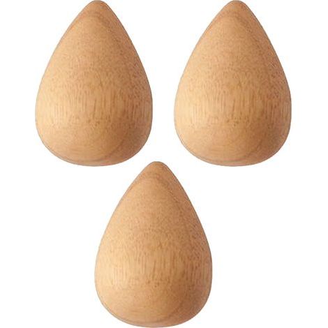 Lot de 3 crochets muraux en bois en forme de goutte d'eau - Porte-serviettes et porte-manteaux en bois naturel pour salle de bain, c (1/5)
