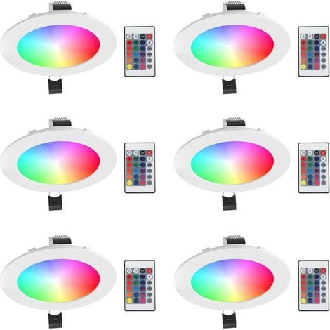 6pcs Spots LED Encastrables Ampoule RVB Changement de Couleur Lampe Blanc Froid 5700K Plafond Jour Plafonnier Encastré avec Télécommande