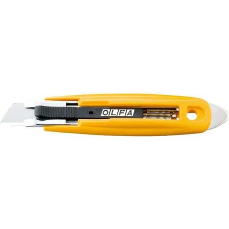 OLFA CÚTER DE SEGURIDAD CON CORTADOR DE PRECINTO CON RETRACCIÓN DE CUCHILLA SEMI AUTOMÁTICA SK-9 PRESENTACION Blíster