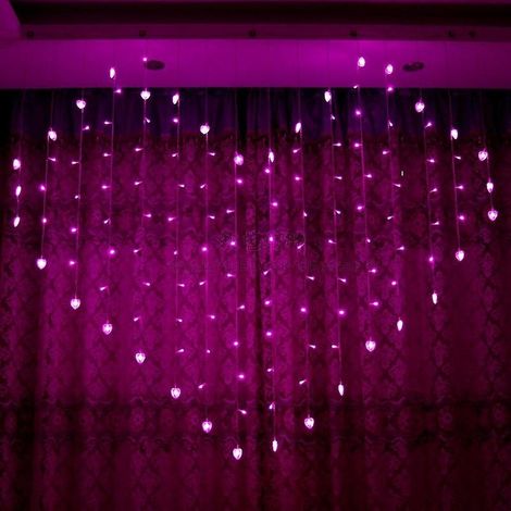 Guirlande lumineuse en forme de cœur 2 x 1 m, 128 LED, 220 V, rideau lumineux, décoration intérieure, fêtes de fin d'année, Noël (1/5)