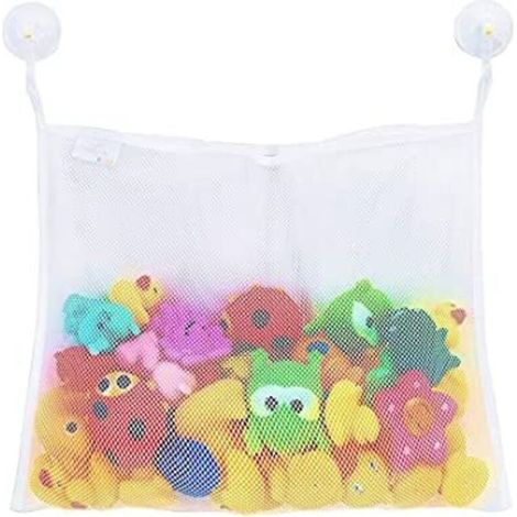 Filet pour Jouet de Bain Rangement Jouets Bain, Filet de bain animaux marins, 2 Ventouses pour Installer, Poche de Rangement sans Perçage, Sac Accessoires de Bain, Lavable Facilement (1/5)