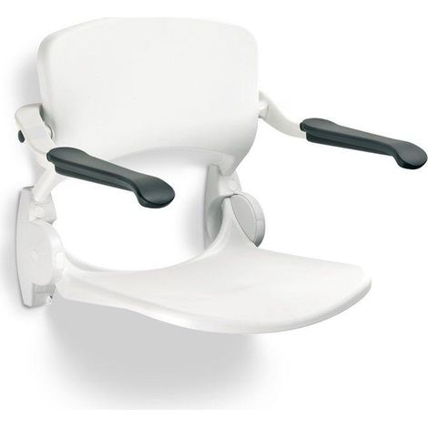 Handicare Handicare Linido abattant wc de douche avec dossier et accoudoirs avec assise en plastique rabattable blanc (1/2)
