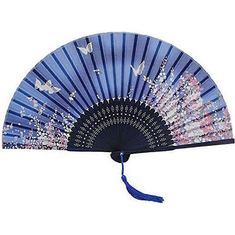 1 éventail pliant en soie, style japonais classique, en bambou, pliable et portable, motif floral, pour femmes et filles-3621CM