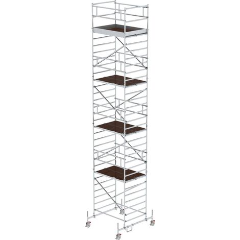 Günzburger Steigtechnik Echafaudage roulant 1,35 x 1,8 m avec embase roulante &amp double plate-forme Hauteur de plate-forme 8,45 m - 173836