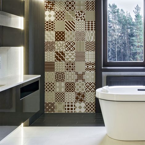 Sticker Mural Carrelage adhésif Cuisine Salle de Bain - 60 STICKERS CARRELAGES SCANDINAVE DRAKKAR - 60stickers10x10cm (1/5)