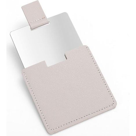 Petit miroir ultra-fin, avec étui en cuir PU, facile à transporter (1/5)