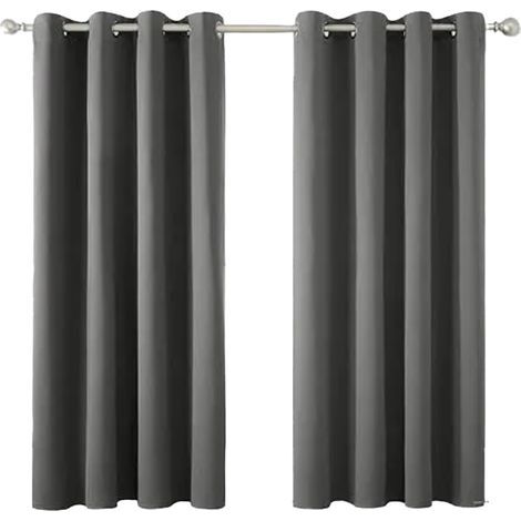 Rideaux Occultants Isolant Thermique, 114x132 CM (Largeur x Hauteur), Design Moderne à Oeillets, Gris Clair, 114 x 132 cm gris cla (1/5)