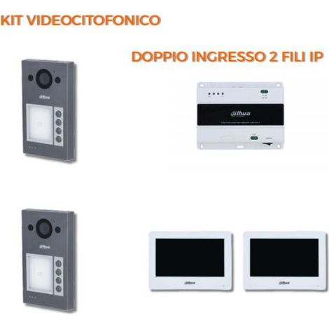 Dahua Kit videocitofonico Doppio ingresso 2 Fili IP - Posto esterno VTO3312Q-P + Monitor 7" VTH2622GW-W Nr.02 Monitor