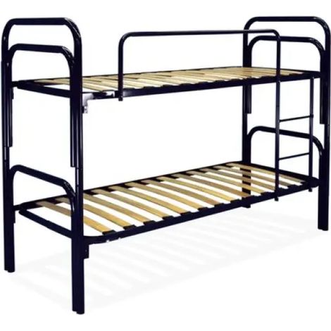 Cama litera modelo 480 80x190 cm en acero con escalera y protección negra (1/3)