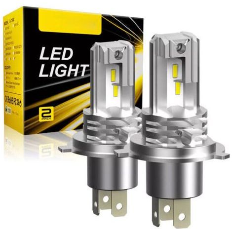 Ampoule LED H4 6500K Lumière Blanche Forte, 400% Plus Lumineuse,Adaptée Pour Ampoule De Phare De Voiture,DC 12V,1:1 Plug And Play (2 Ampoules)